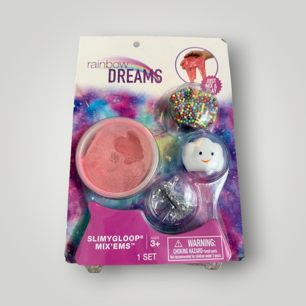 SlimyGloop Mix'Ems Slime Kit Kids Pink Rainbow Dreams Glitter Squishy Sensory